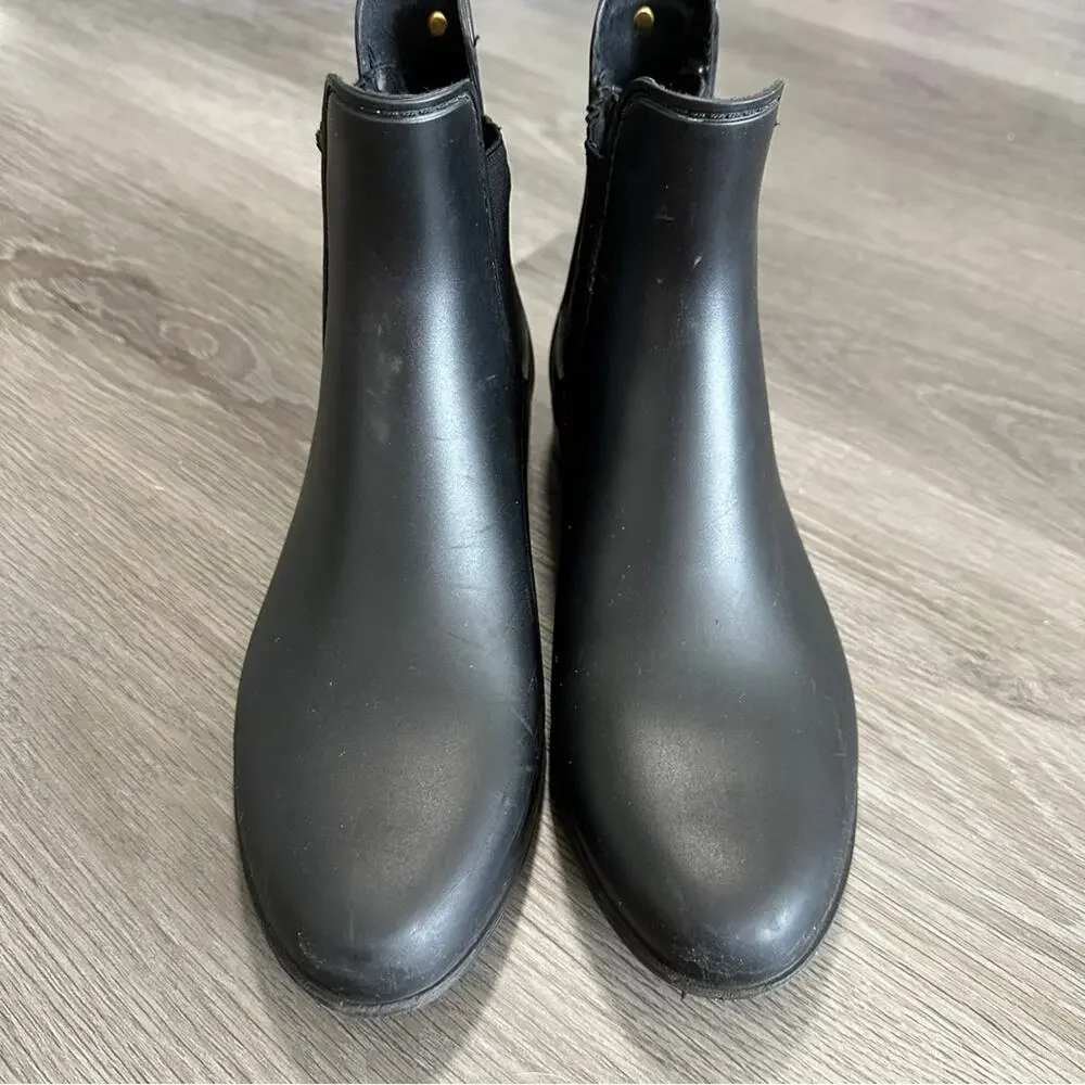Sam Edelman Tinsley Women's Black Matte Pull On‎ Ankle Rain Booties Size 8